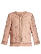 Matchesfashion.com Andrew Gn - Sequin Embellished Linen Blend Jacket - Womens - Light Pink