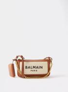Balmain - B-army Leather-trim Canvas Crossbody Bag - Womens - Tan White