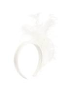 Matchesfashion.com Stephen Jones - Feather And Sinamay-trim Satin Headband - Womens - Ivory