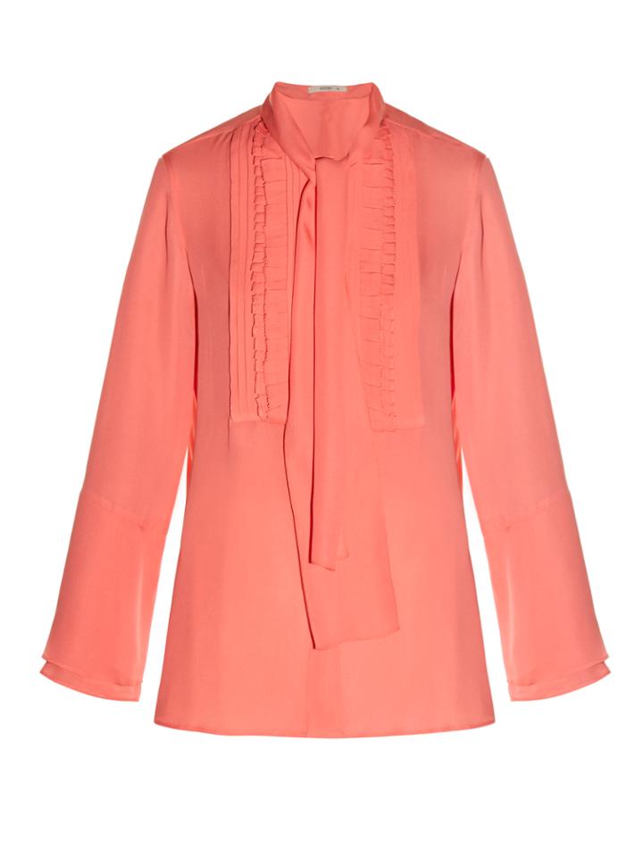 Etro Tie-neck Ruffled-front Silk-crepe Blouse