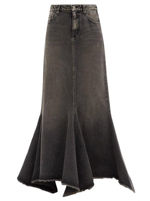 Matchesfashion.com Balenciaga - Flared Denim Maxi Skirt - Womens - Black