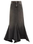Matchesfashion.com Balenciaga - Flared Denim Maxi Skirt - Womens - Black