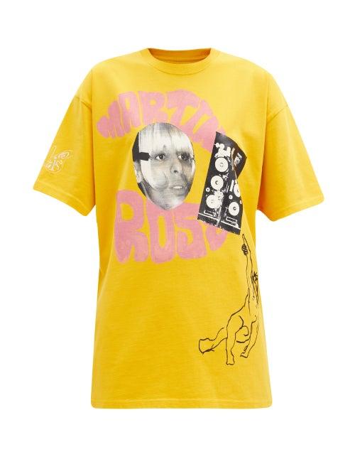 Matchesfashion.com Martine Rose - Omnia Adam Oversized Logo-print Cotton T-shirt - Womens - Yellow