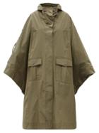Ganni - Hooded Recycled-ripstop Cape - Womens - Khaki