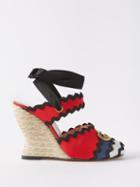 Gucci - Sweia 95 Embroidered Cotton Espadrilles - Womens - Red Multi