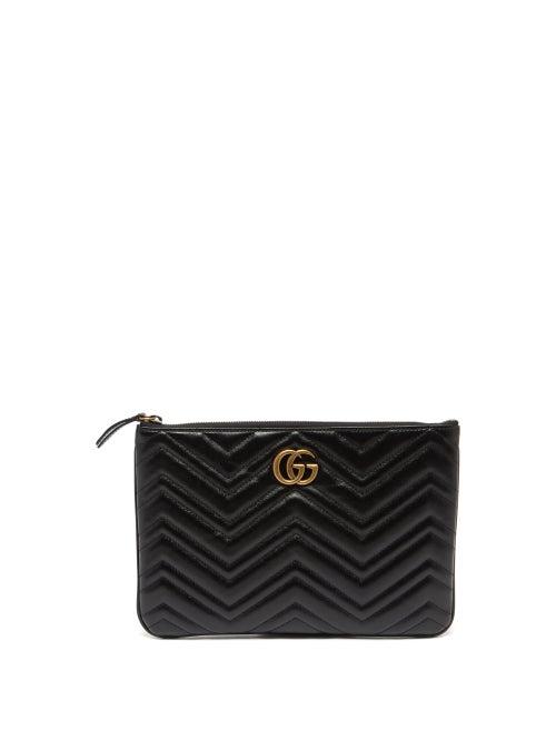 Gucci - Gg Marmont Quilted Leather Pouch - Womens - Black