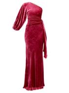 Matchesfashion.com Maria Lucia Hohan - Amaris One Shoulder Velvet Dress - Womens - Dark Pink
