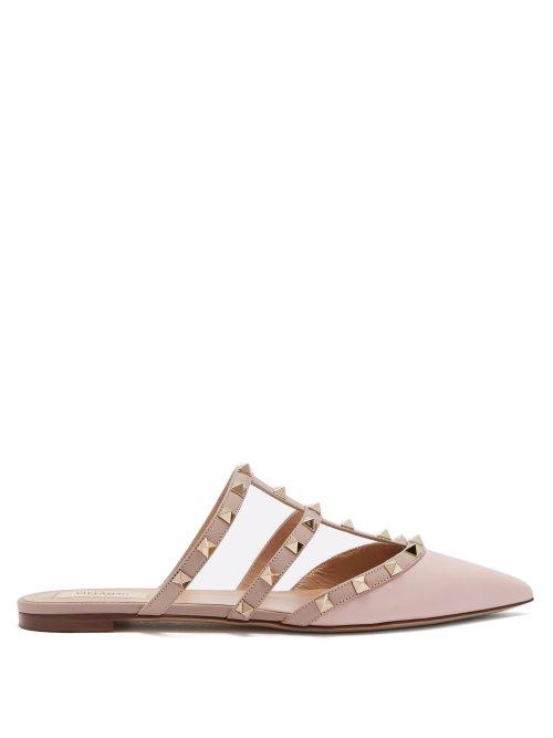 Matchesfashion.com Valentino - Rockstud Leather Mules - Womens - Light Pink