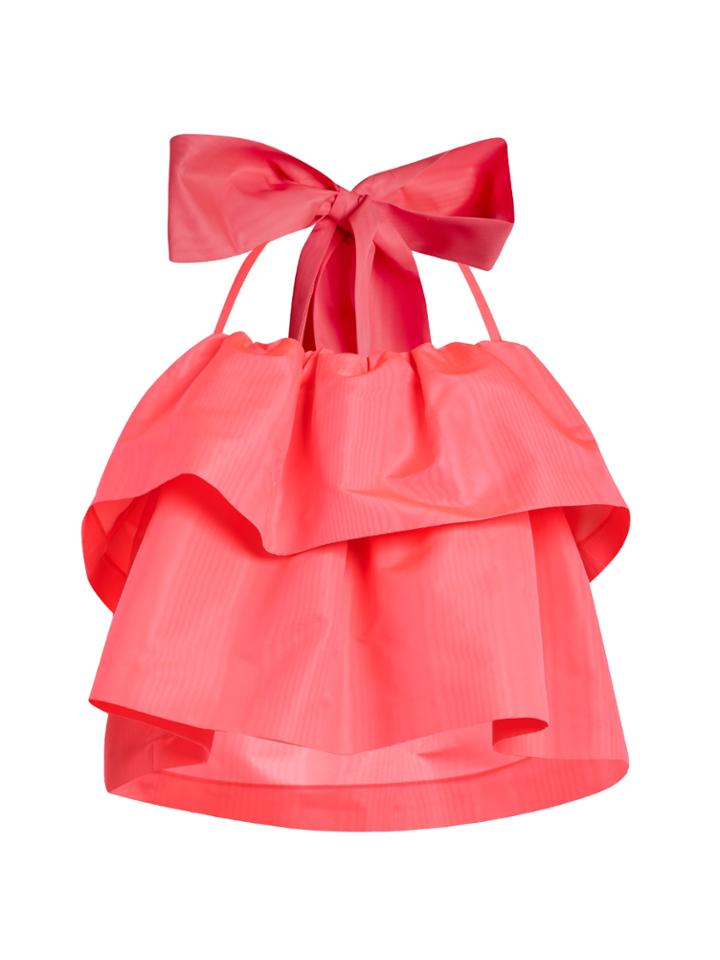 Msgm Detachable-bow Tiered Faille Top