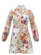 Zimmermann - Prima Belted Floral-print Voile Mini Dress - Womens - Floral