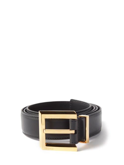 Versace - Square-buckle Leather Belt - Mens - Black