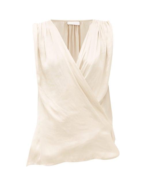 Matchesfashion.com Carl Kapp - Ariel Gathered Satin Wrap Blouse - Womens - Cream