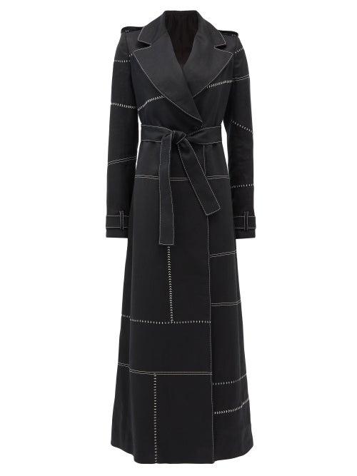 Matchesfashion.com Gabriela Hearst - Hamilton Double-breasted Topstitched Coat - Womens - Black