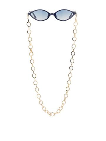 Matchesfashion.com Linda Farrow - X Alessandra Rich Cat Eye Sunglasses And Chain - Womens - Navy