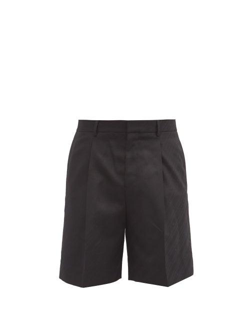 Matchesfashion.com Givenchy - Logo-jacquard Wool-twill Shorts - Mens - Black