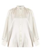 Matchesfashion.com Loewe - Raw Edged Satin Blouse - Womens - Ivory