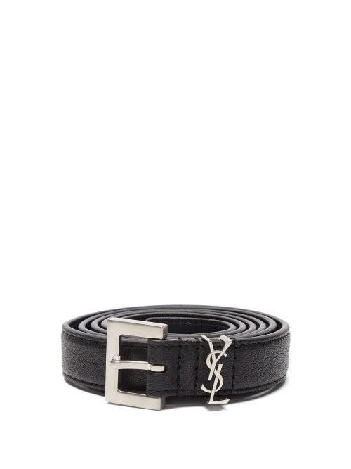 Matchesfashion.com Saint Laurent - Ysl-plaque Leather Belt - Mens - Black
