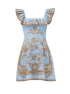 Matchesfashion.com Zimmermann - Fiesta Ruffled Paisley-print Linen Dress - Womens - Blue Print
