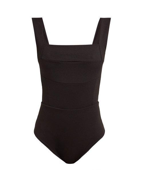 Matchesfashion.com Haight - Amanda Square Neckline Crepe Swimsuit - Womens - Black
