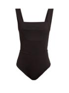 Matchesfashion.com Haight - Amanda Square Neckline Crepe Swimsuit - Womens - Black
