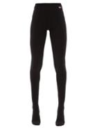 Matchesfashion.com Balenciaga - High-rise Logo-print Cotton-blend Jersey Leggings - Womens - Black
