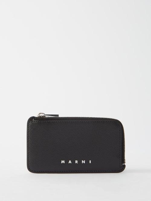 Marni - Logo-print Bi-colour Zipped Leather Cardholder - Mens - Black