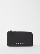 Marni - Logo-print Bi-colour Zipped Leather Cardholder - Mens - Black