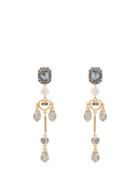 Matchesfashion.com Erdem - Crystal Embellished And Pearl Drop Lace Earrings - Womens - Blue