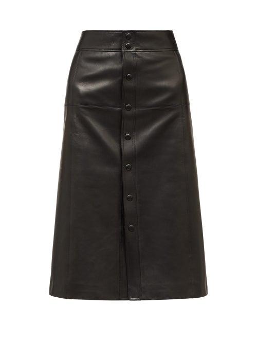 Matchesfashion.com Saint Laurent - A-line Leather Skirt - Womens - Black