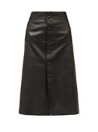 Matchesfashion.com Saint Laurent - A-line Leather Skirt - Womens - Black