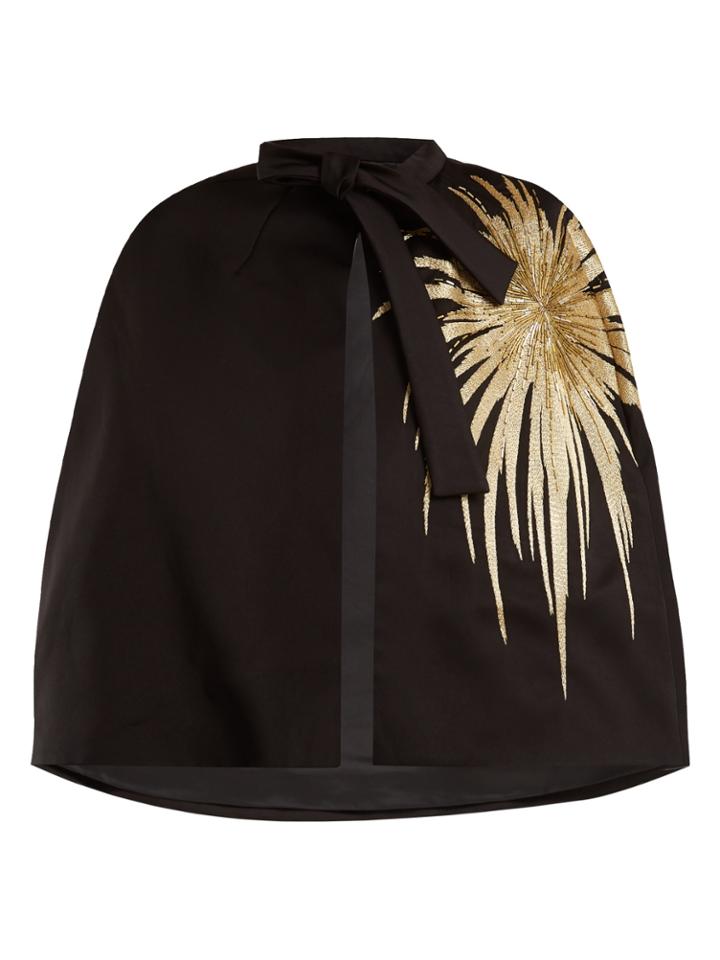 Osman Reed Tie-neck Embroidered Sateen Cape