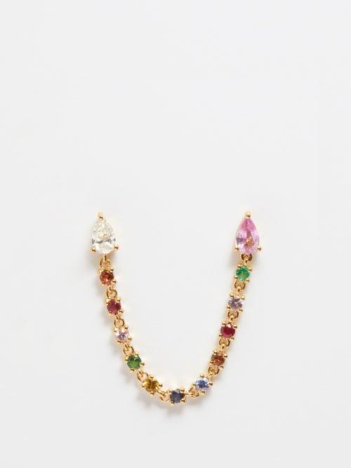 Anita Ko - Double Loop Diamond, Sapphire & 18kt Gold Earring - Womens - Multi