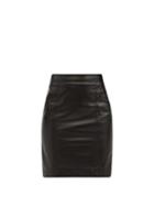 Matchesfashion.com Saint Laurent - Jupe High-rise Leather Skirt - Womens - Black