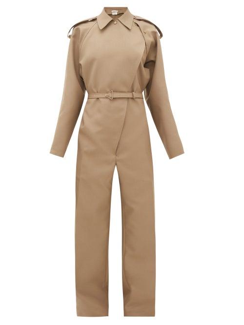Matchesfashion.com Bottega Veneta - Double-breasted Twill Jumpsuit - Womens - Beige