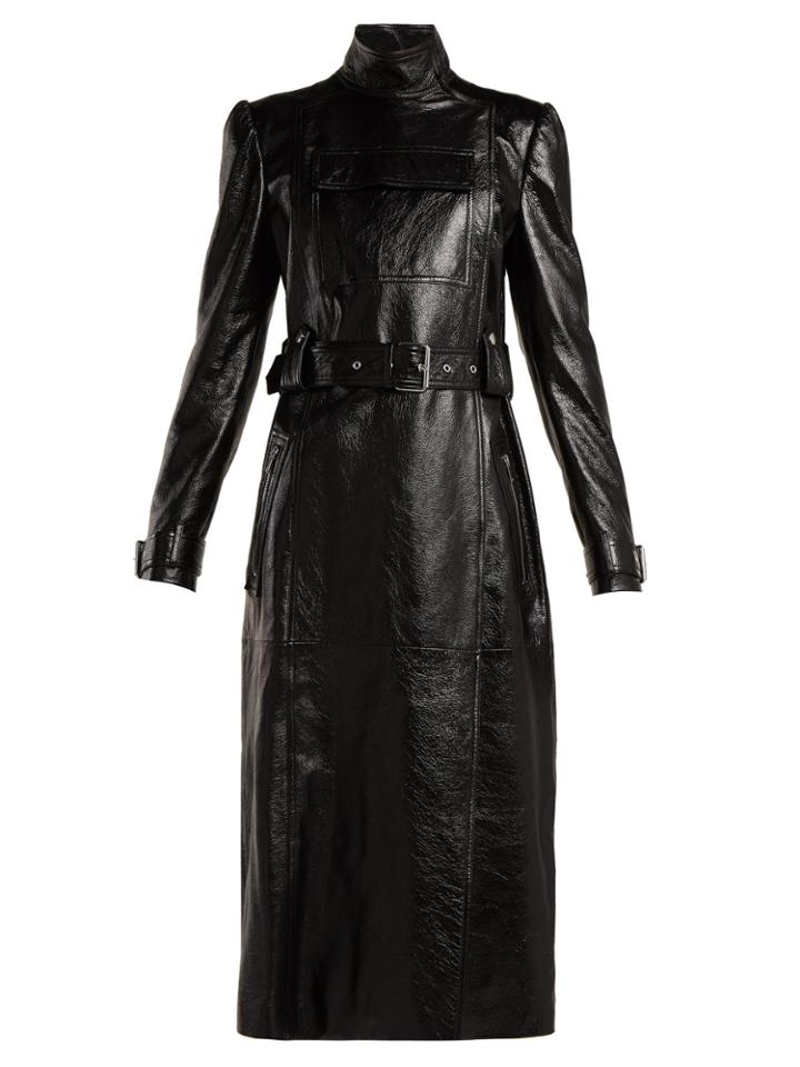 Valentino Dragon-embroidered Double-breasted Leather Coat
