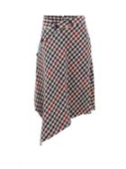 Matchesfashion.com Jw Anderson - Asymmetric Checked Wool Blend Skirt - Womens - Multi