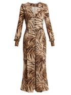 Alessandra Rich Tiger-print V-neck Dress