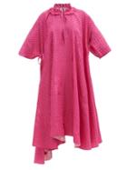 Matchesfashion.com Balenciaga - Ruffle-neck Polka-dot Jacquard Crepe Dress - Womens - Pink Print
