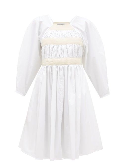 Matchesfashion.com Molly Goddard - Shickle Canvas-strap Cotton-paper Dress - Womens - White