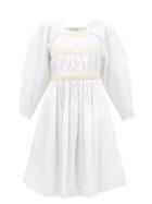 Matchesfashion.com Molly Goddard - Shickle Canvas-strap Cotton-paper Dress - Womens - White