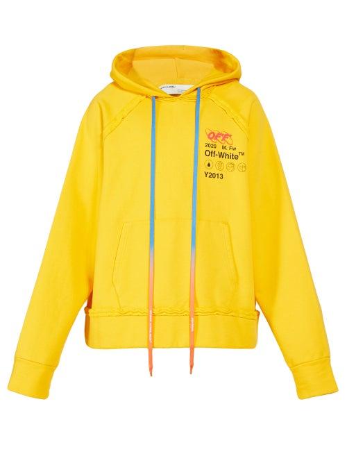 Matchesfashion.com Off-white - Logo Print Hooded Sweatshirt - Mens - Yellow Multi