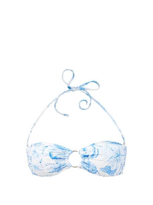 Melissa Odabash - Ancona Floral-print Bandeau Bikini Top - Womens - Blue Print