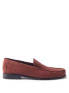 Zegna - Whipstitched Suede Loafers - Mens - Light Red