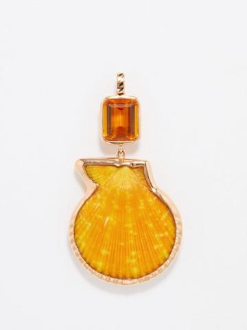 Dezso - Citrine, Shell & 18kt Rose-gold Charm - Womens - Orange