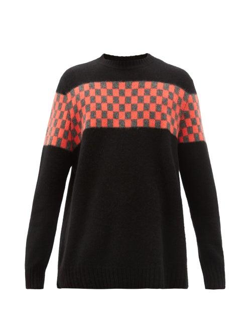 Matchesfashion.com The Elder Statesman - Checkerboard Panel Cashmere Sweater - Mens - Black Red