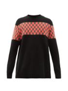 Matchesfashion.com The Elder Statesman - Checkerboard Panel Cashmere Sweater - Mens - Black Red