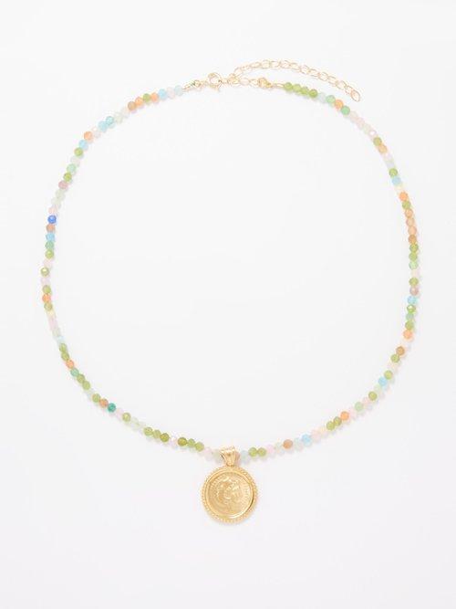 Hermina Athens - Hercules Crystal & Gold-plated Necklace - Womens - Gold Multi