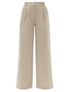 Matchesfashion.com Asceno - Rivello Pleated Wide-leg Linen Trousers - Womens - Beige