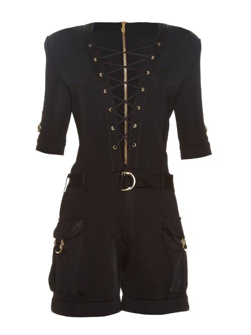 Balmain Lace-up Cargo-pockets Playsuit