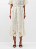 Vita Kin - Colette Broderie-anglaise Linen Skirt - Womens - Cream